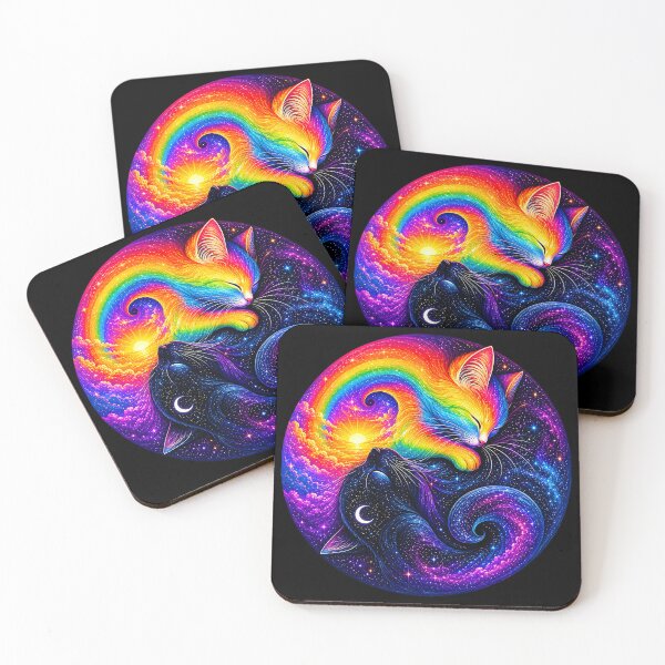 Item preview, ⚖️ PURRFECTLY BALANCED COLLECTION ⚖️ - RAINBOW & MIDNIGHT CATS v2 designed and sold by WheelieGdArt.
