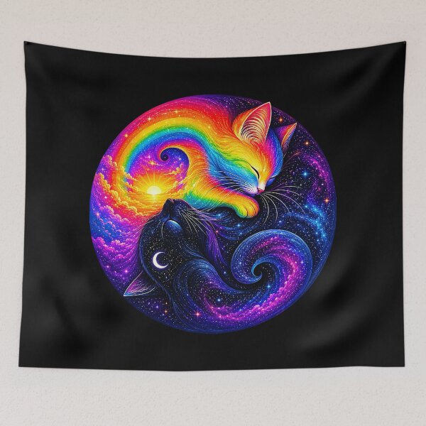 Item preview, ⚖️ PURRFECTLY BALANCED COLLECTION ⚖️ - RAINBOW & MIDNIGHT CATS v2 designed and sold by WheelieGdArt.