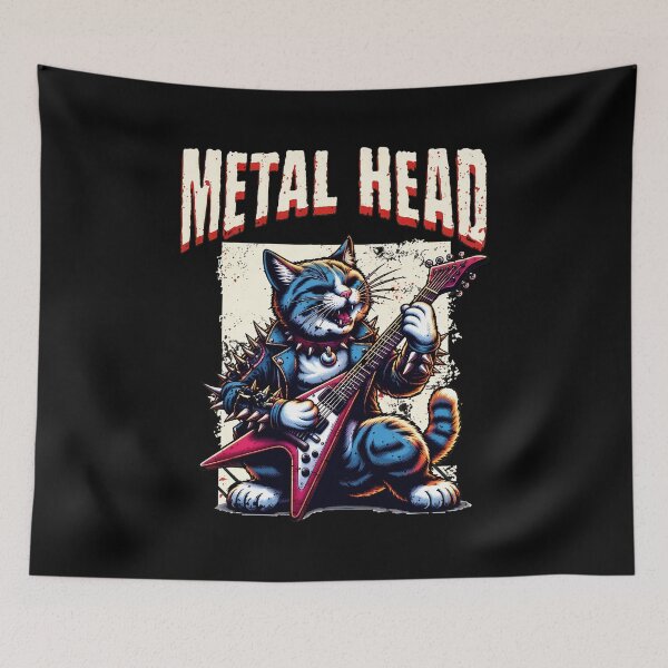 Item preview, Metal Head Rocking Cat Guitarist designed and sold by GiaoCalonas.
