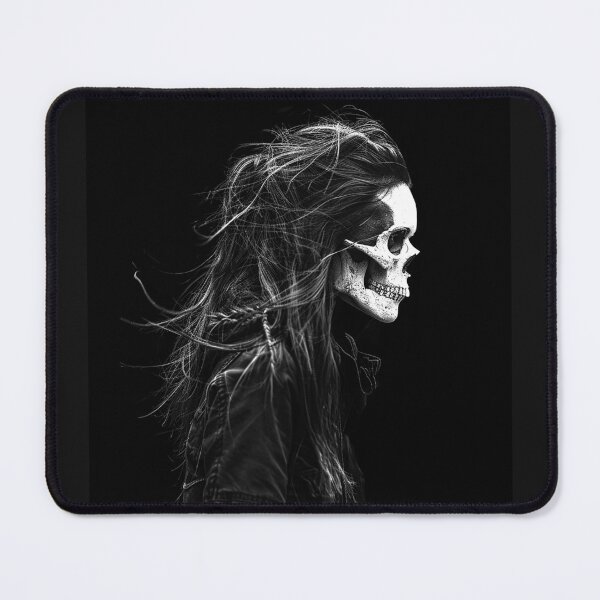 Item preview, Gothic Skull Woman Dark Skeleton Portrait in Black and White designed and sold by inkoutninja.