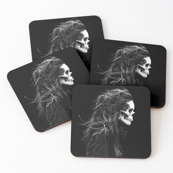 Item preview, Gothic Skull Woman Dark Skeleton Portrait in Black and White designed and sold by inkoutninja.