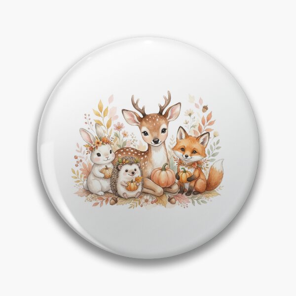 Item preview, Cute Woodland Animals Autumn Harvest Watercolor Fawn Bunny Fox and Hedgehog Fall designed and sold by raedattia.