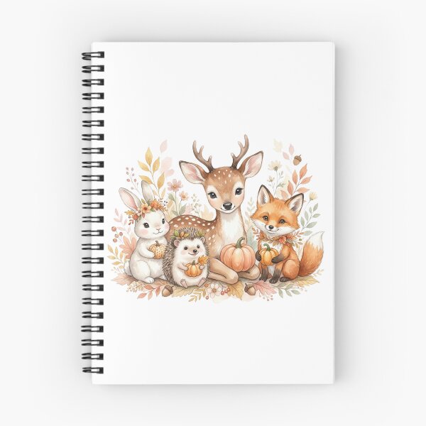 Item preview, Cute Woodland Animals Autumn Harvest Watercolor Fawn Bunny Fox and Hedgehog Fall designed and sold by raedattia.