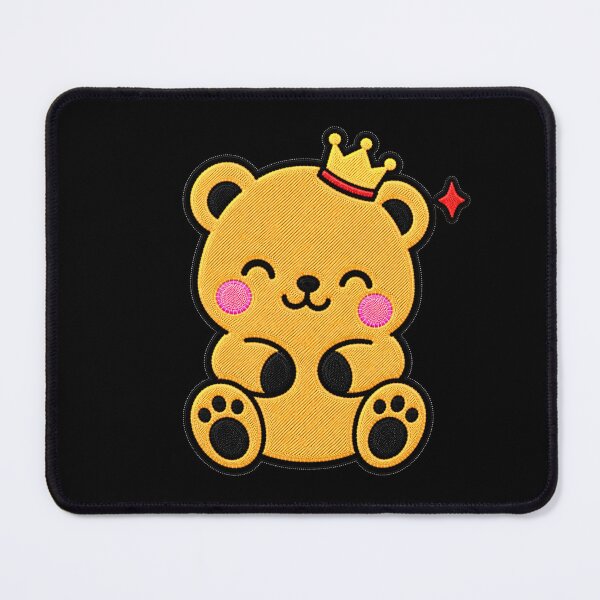 Item preview, Funny Bear Wearing Tiny Crown Kawaii Embroidery Patch designed and sold by ColorSplash123.
