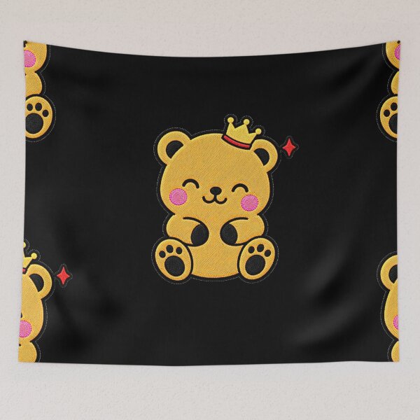 Item preview, Funny Bear Wearing Tiny Crown Kawaii Embroidery Patch designed and sold by ColorSplash123.