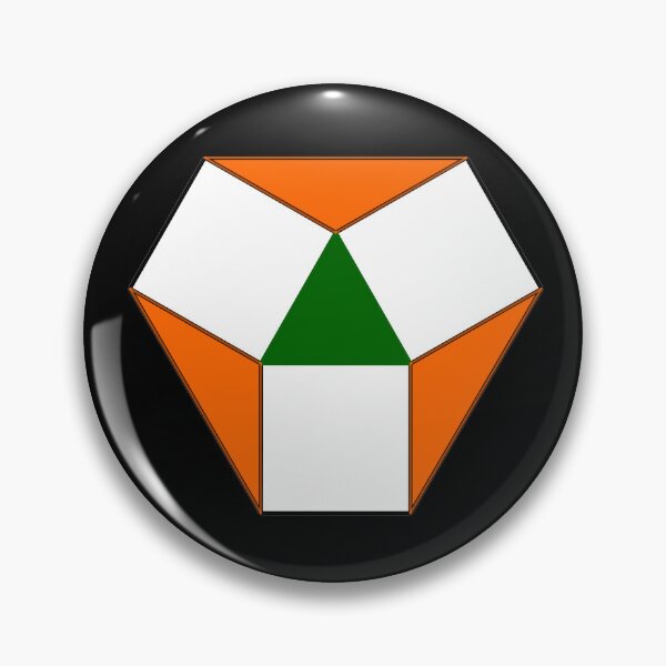 Item preview, Hexagonal Geometric Shield Emblem in Orange and Green designed and sold by Solomwas.