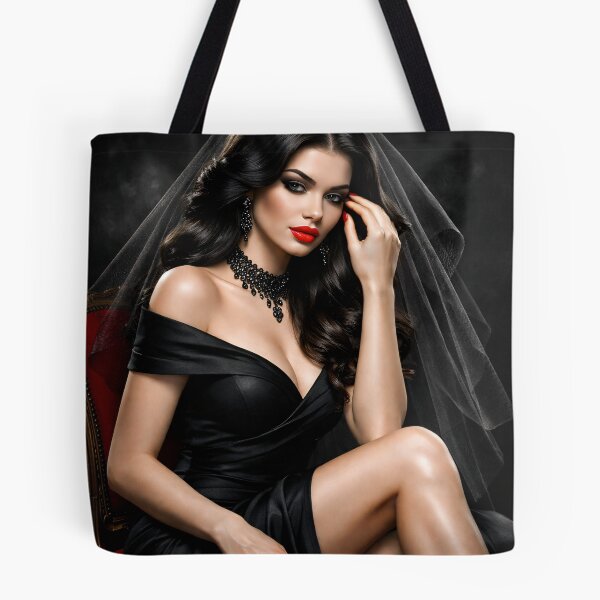 Item preview, Glamorous Woman in Black Veil – Gothic Elegance Fashion Portrait Art Print designed and sold by Kaleidoscope Print.