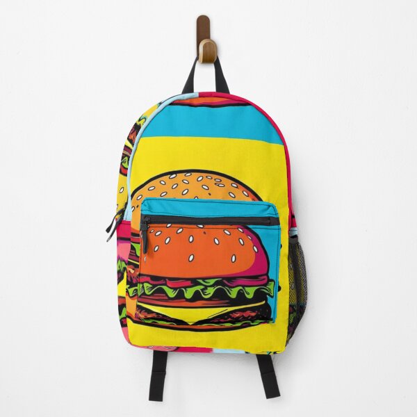 Artikelvorschau, Farbenfroher Pop-Art-Burger – Neon-Cheeseburger-Fast-Food-Design entworfen und verkauft von Generic RedHead Designs.