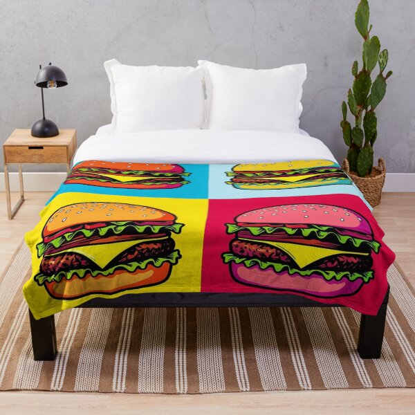 Item preview, Hamburguesa Pop Art colorida – Diseño de comida rápida con hamburguesa de queso neón designed and sold by Generic RedHead Designs.