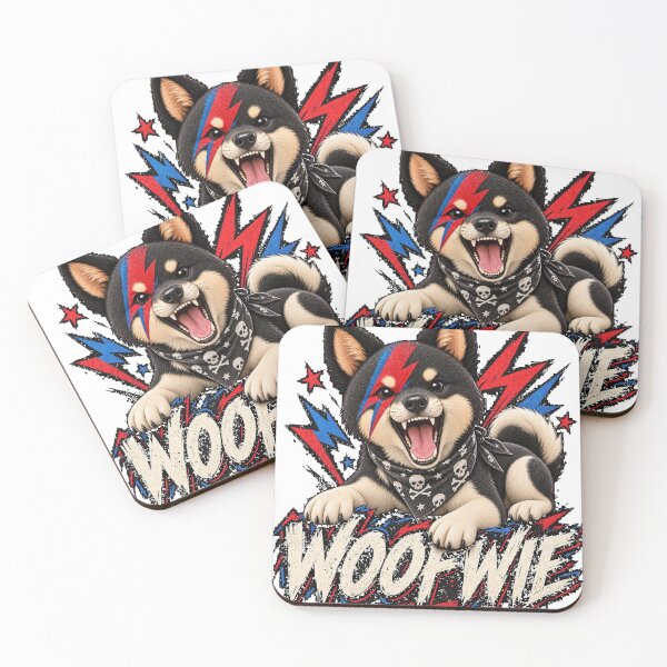 Item preview, Woofwie Glam Rock Shiba Inu Punk Dog Bowie Lightning designed and sold by BRTHRCNK01.