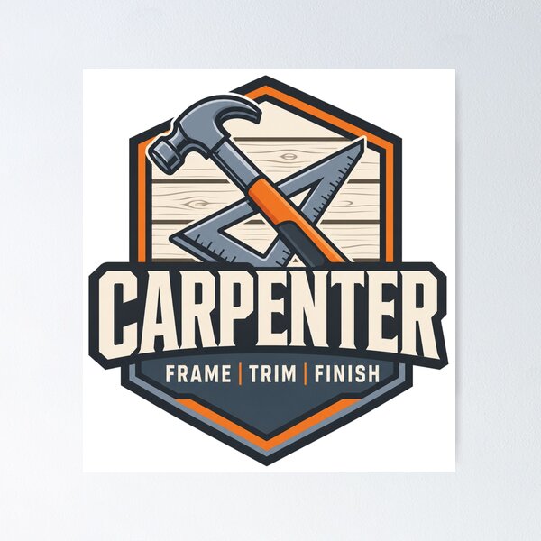 Artikelvorschau, Carpenter Abzeichen Modernes Industrie Emblem Handwerker Geschenk entworfen und verkauft von BoosterShop.