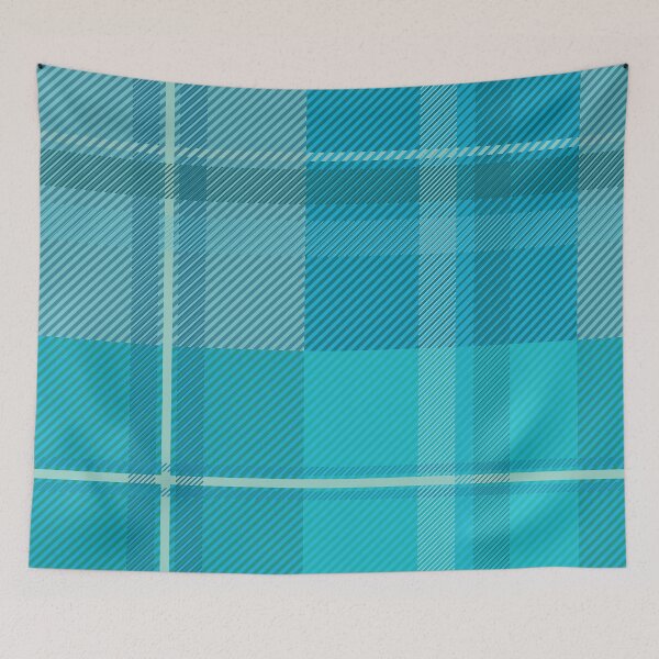 Item preview, Vibrant Ocean Blue and Turquoise Tartan Plaid Pattern designed and sold by Momoko-Hikaru.