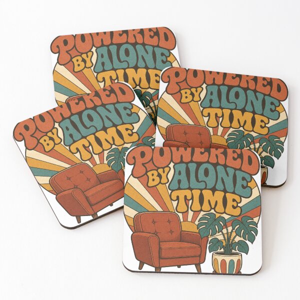 Item preview, Powered By Alone Time Retro Groovy Introvert Gift designed and sold by BoosterShop.