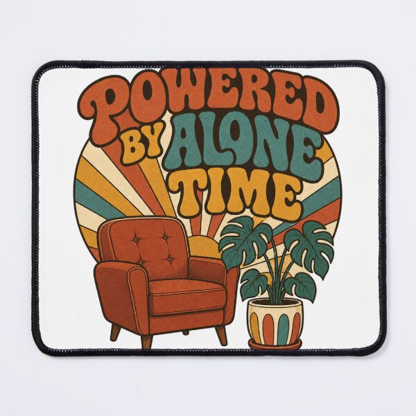 Item preview, Powered By Alone Time Retro Groovy Introvert Gift designed and sold by BoosterShop.