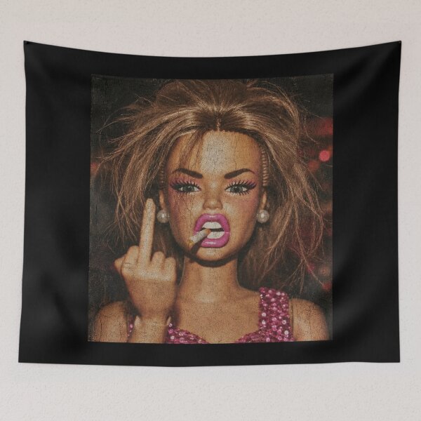 Item preview,  Doll Middle Finger Smoking Sarcastic Vintage Graphic designed and sold by yashuna.