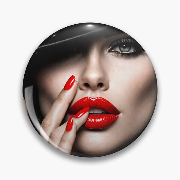 Item preview, Woman in Black Hat with Red Lips – Glamorous Noir Fashion Portrait Art Print designed and sold by Kaleidoscope Print.