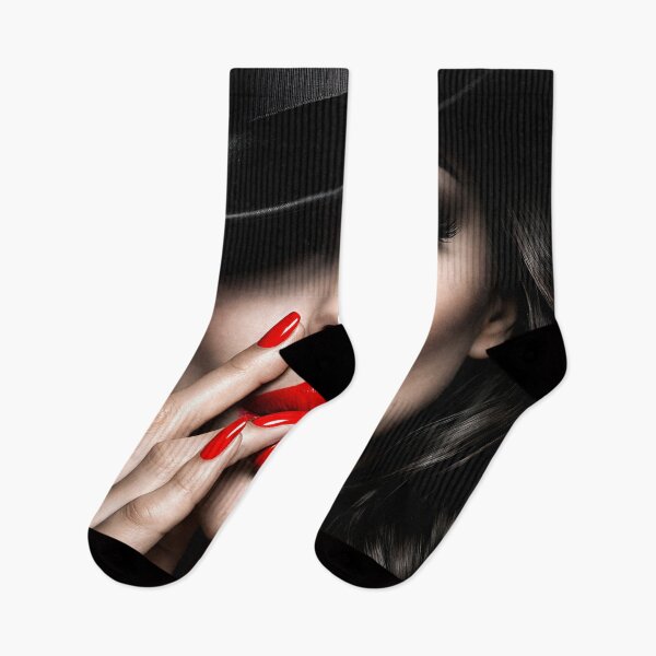 Item preview, Woman in Black Hat with Red Lips – Glamorous Noir Fashion Portrait Art Print designed and sold by Kaleidoscope Print.