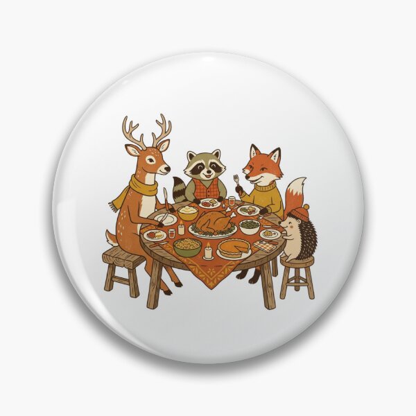 Item preview, Cute Woodland Animals Thanksgiving Dinner Table Feast Fall Holiday designed and sold by raedattia.