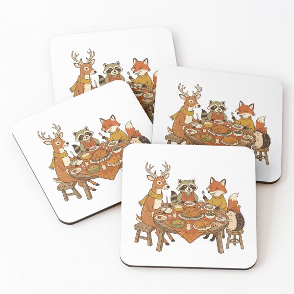 Item preview, Cute Woodland Animals Thanksgiving Dinner Table Feast Fall Holiday designed and sold by raedattia.
