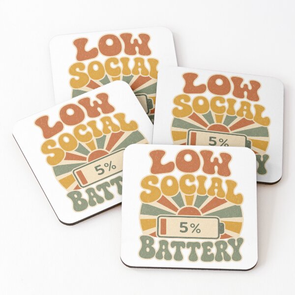 Item preview, Low Social Battery 5 percent Retro Sunburst slogan designed and sold by BoosterShop.