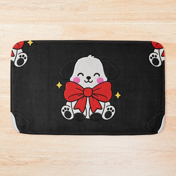 Item preview, Funny Puppy Wearing Giant Red Bow Kawaii Embroidery Patch designed and sold by ColorSplash123.