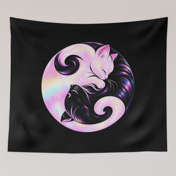 Item preview, ⚖️ PURRFECTLY BALANCED COLLECTION ⚖️ - WHITE CAT & BLACK CAT designed and sold by WheelieGdArt.