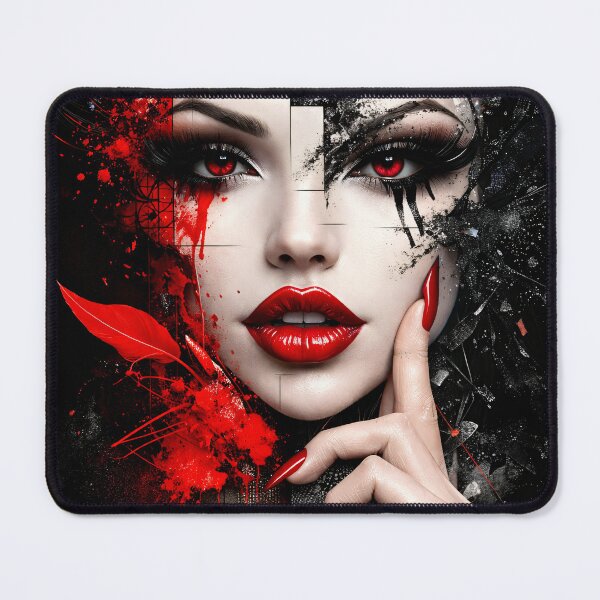 Item preview, Red and Black Woman Portrait – Bold Abstract Glamour Fashion Art Print designed and sold by Kaleidoscope Print.