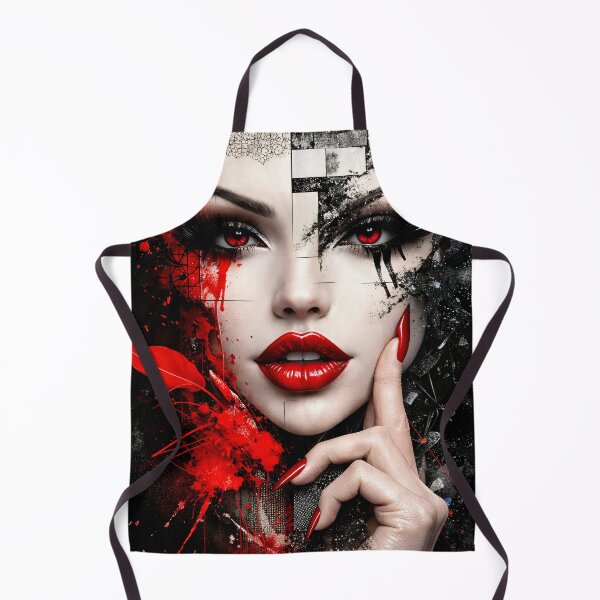 Item preview, Red and Black Woman Portrait – Bold Abstract Glamour Fashion Art Print designed and sold by Kaleidoscope Print.