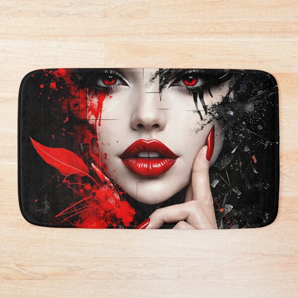 Item preview, Red and Black Woman Portrait – Bold Abstract Glamour Fashion Art Print designed and sold by Kaleidoscope Print.
