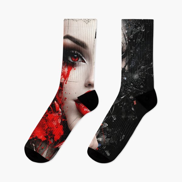 Item preview, Red and Black Woman Portrait – Bold Abstract Glamour Fashion Art Print designed and sold by Kaleidoscope Print.