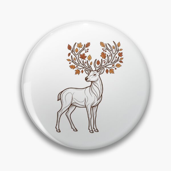 Item preview, Minimalist Autumn Stag Line Art Deer Antlers with Fall Leaves Botanical Nature Drawing designed and sold by raedattia.