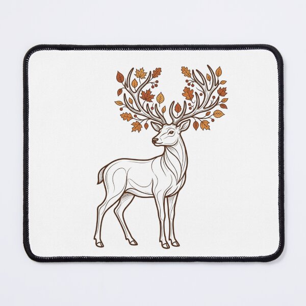 Item preview, Minimalist Autumn Stag Line Art Deer Antlers with Fall Leaves Botanical Nature Drawing designed and sold by raedattia.