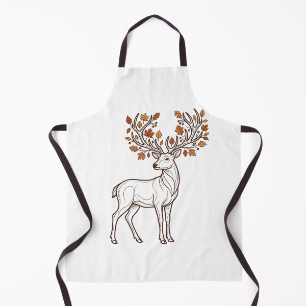Item preview, Minimalist Autumn Stag Line Art Deer Antlers with Fall Leaves Botanical Nature Drawing designed and sold by raedattia.