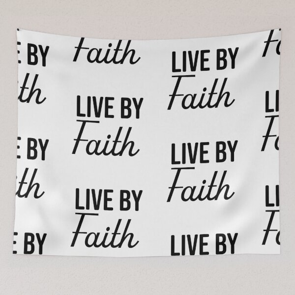 Item preview, Live By Faith – Christian Faith Typography T-Shirt Design designed and sold by CrossCrafted.