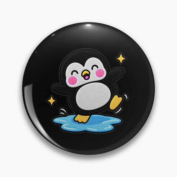 Item preview, Funny Penguin Slipping on Ice Kawaii Embroidery Patch designed and sold by ColorSplash123.
