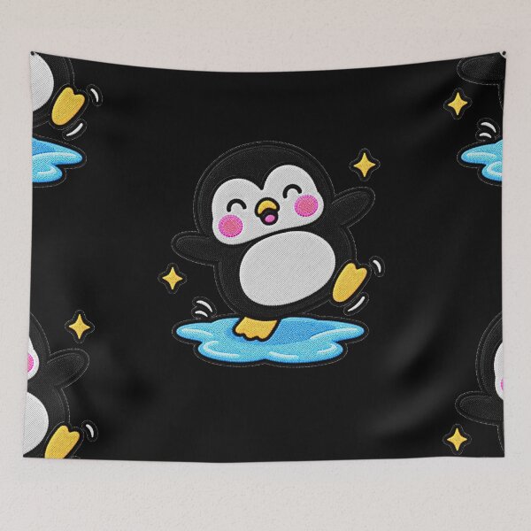 Item preview, Funny Penguin Slipping on Ice Kawaii Embroidery Patch designed and sold by ColorSplash123.