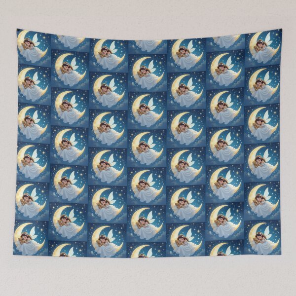 Item preview, Fairy sleeping on moon with teddy bear designed and sold by TXLou.