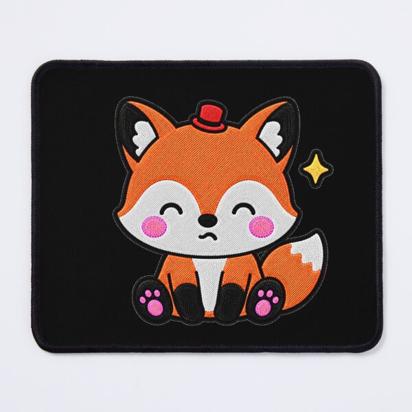 Item preview, Funny Fox Wearing Tiny Red Hat Kawaii Embroidery Patch designed and sold by ColorSplash123.