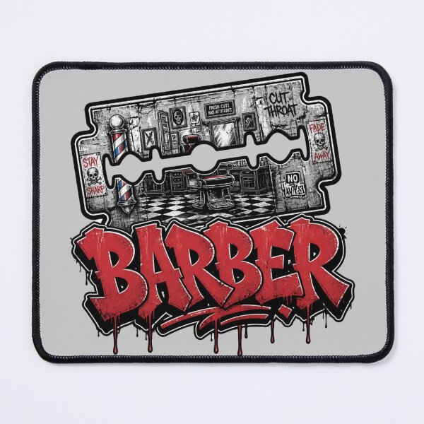 Item preview, Razor Blade Barbershop Scene Red Graffiti Streetwear Art designed and sold by Barber MD Culture.