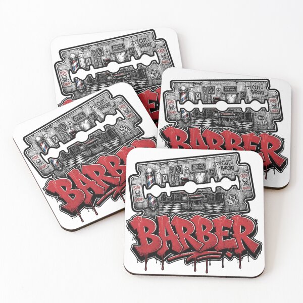 Item preview, Razor Blade Barbershop Scene Red Graffiti Streetwear Art designed and sold by Barber MD Culture.