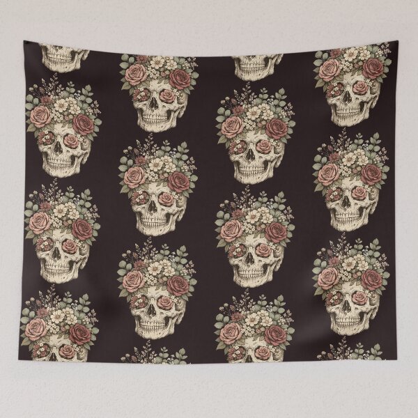 Item preview, Floral Skull Bouquet Design | Botanical Skull Sublimation Art designed and sold by MOCH- ART.