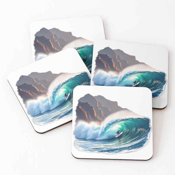 Item preview, Basque Surfer & Cliffside Barrel — Dramatic Coastal Wave Art designed and sold by DONOSTIADESIGN.