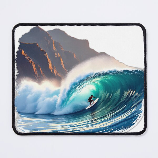 Item preview, Basque Surfer & Cliffside Barrel — Dramatic Coastal Wave Art designed and sold by DONOSTIADESIGN.
