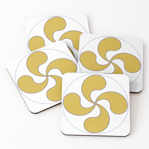 Artikelvorschau, Goldener Lauburu – Baskisches Kreuzsymbol in Marineblau und Goldkreis entworfen und verkauft von DONOSTIADESIGN.