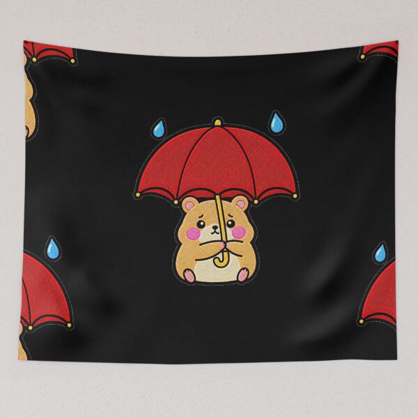 Item preview, Funny Hamster Too Small for Umbrella Kawaii Embroidery Patch designed and sold by ColorSplash123.