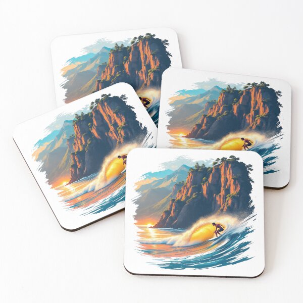 Item preview, Basque Coast Surfer at Sunset — Vibrant Coastal Poster Art designed and sold by DONOSTIADESIGN.