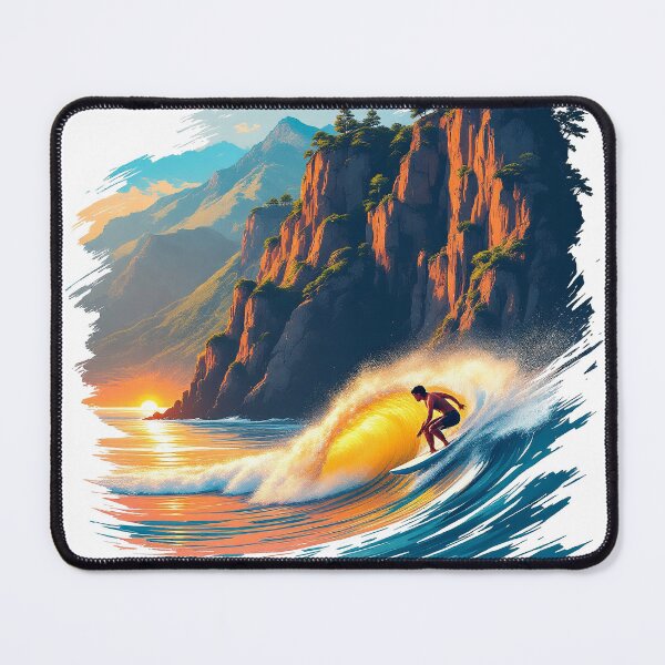 Item preview, Basque Coast Surfer at Sunset — Vibrant Coastal Poster Art designed and sold by DONOSTIADESIGN.