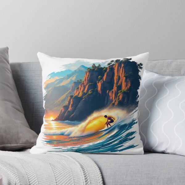 Item preview, Basque Coast Surfer at Sunset — Vibrant Coastal Poster Art designed and sold by DONOSTIADESIGN.