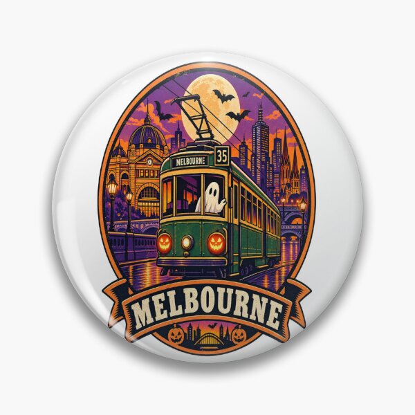 Item preview, Melbourne Halloween Shirt – Vintage Tram Ghost Retro Travel Badge Design designed and sold by Globalcitytees.