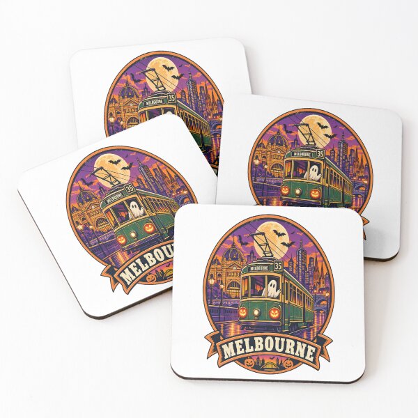 Item preview, Melbourne Halloween Shirt – Vintage Tram Ghost Retro Travel Badge Design designed and sold by Globalcitytees.